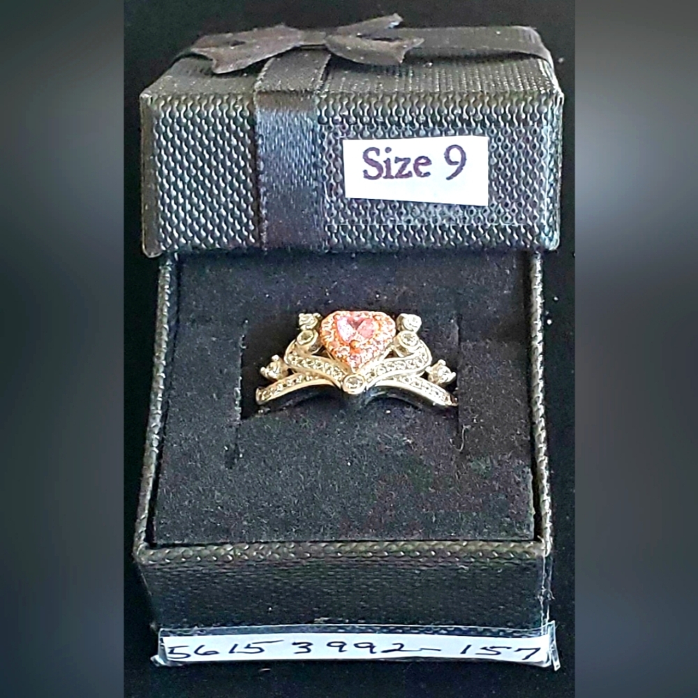 New .925 Sterling Silver   1 CT. PINK HEART ZIRCON RING